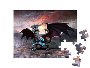 puzzleYOU Puzzle Blauer Drache, 3D-Illustration, 48 Puzzleteile, puzzleYOU-Kollektionen Drache, Tiere aus Fantasy & Urzeit