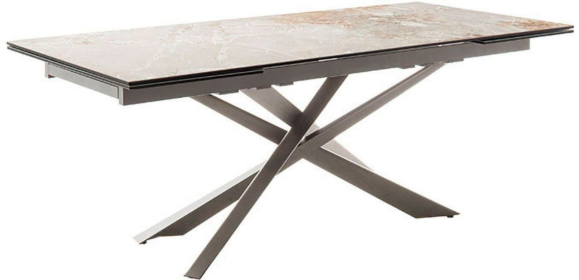 MCA furniture Esstisch TESERO Auszugtisch 200-300 cm (Einzelstück), Keramik,Edelstahl,Marmor-Optik,ausziehbar,belastbar 100kg,10-12 Pers.