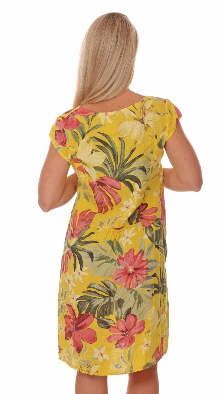 Moda Gelb Exoticgarten Charis Leinenkleid A-Linien-Kleid Sommerkleid