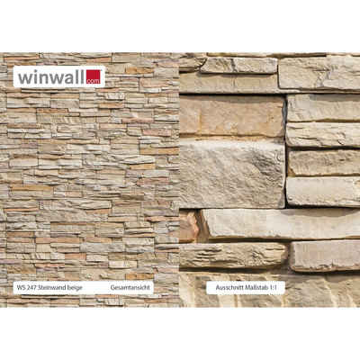 winwall Duschrückwand Duschrückwände ALU-Verbundplatte Dekor: Steinwand, (1-tlg), Wandverkleidung aus Alu