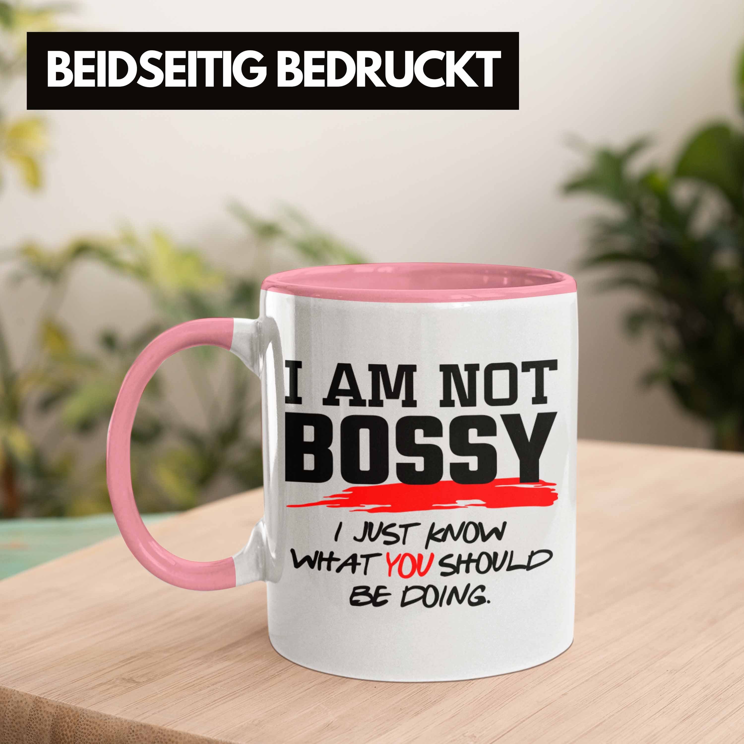Geschenk Not Bossy Spruch Rosa Lustiges Im mit Chefin für Trendation Tasse Chef: Tasse
