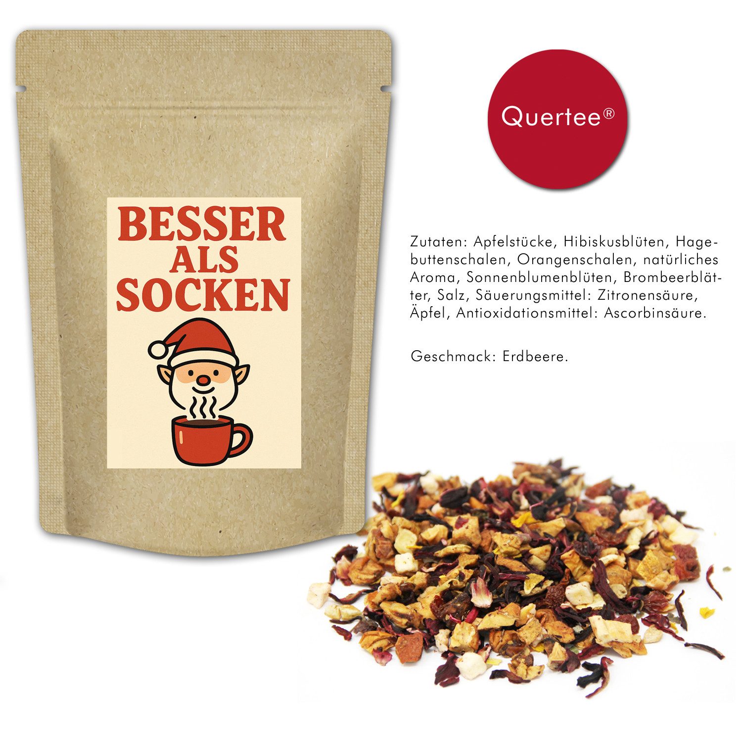 Quertee Lebensmittel-Geschenkset Tee Geschenkset Weihnachten Wintertee Kandissticks & Deko Geschenkbox
