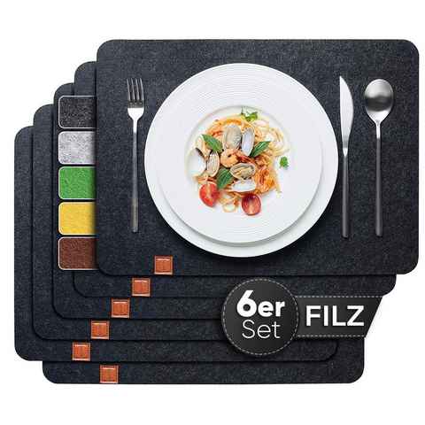 Platzset, aus Filz, 6er Set Rechteckig, 44x32 cm, Loco Bird, abwischbare Tischuntersetzer Platzdeckchen