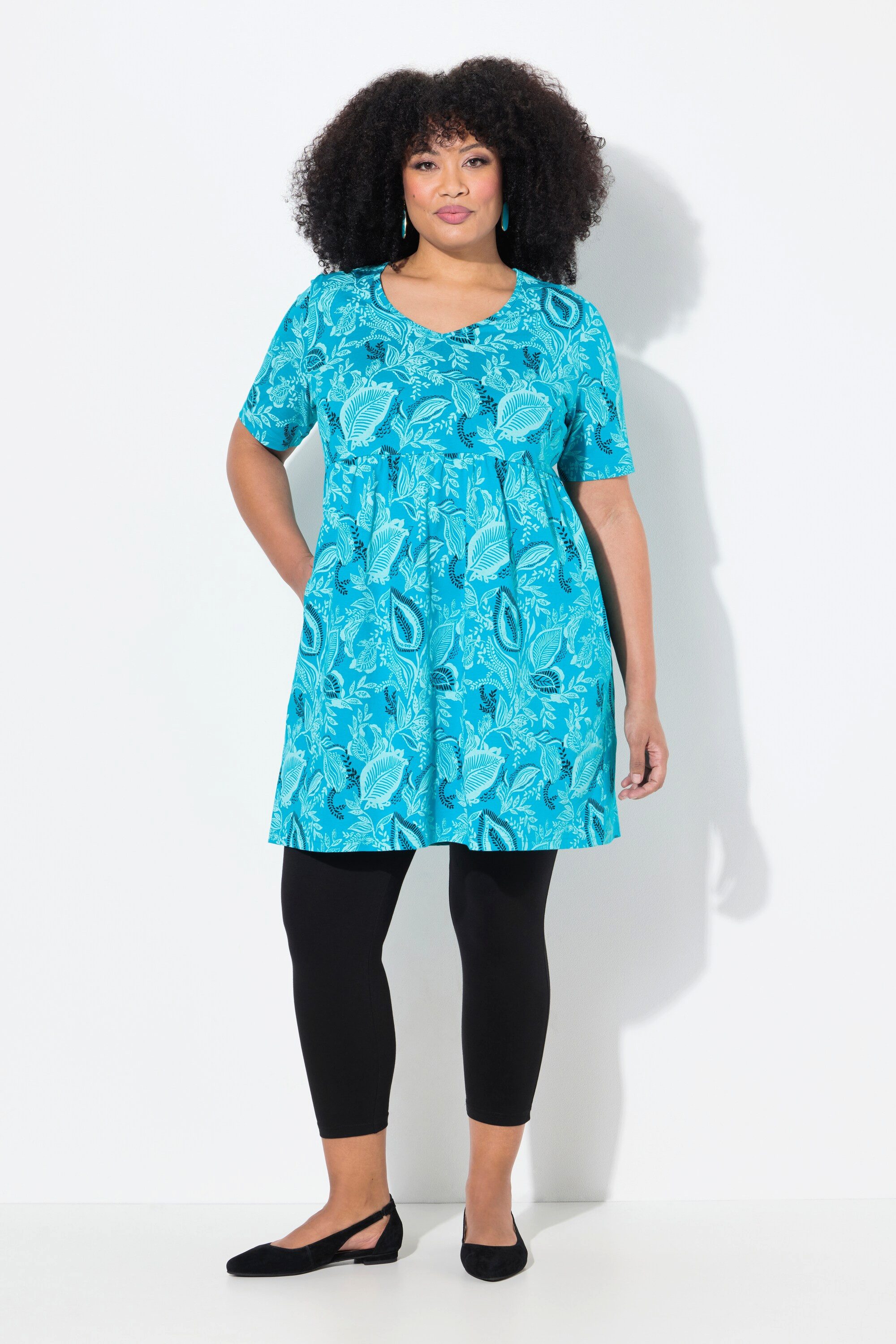 Ulla Popken Longshirt Longshirt A-Linie V-Ausschnitt günstig online kaufen