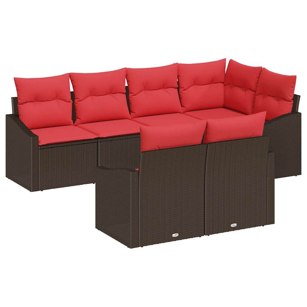 vidaXL Gartenlounge-Set Sofa Set 7 Stk. Braun [Synthetisch]: Poly Rattan, (7-tlg)