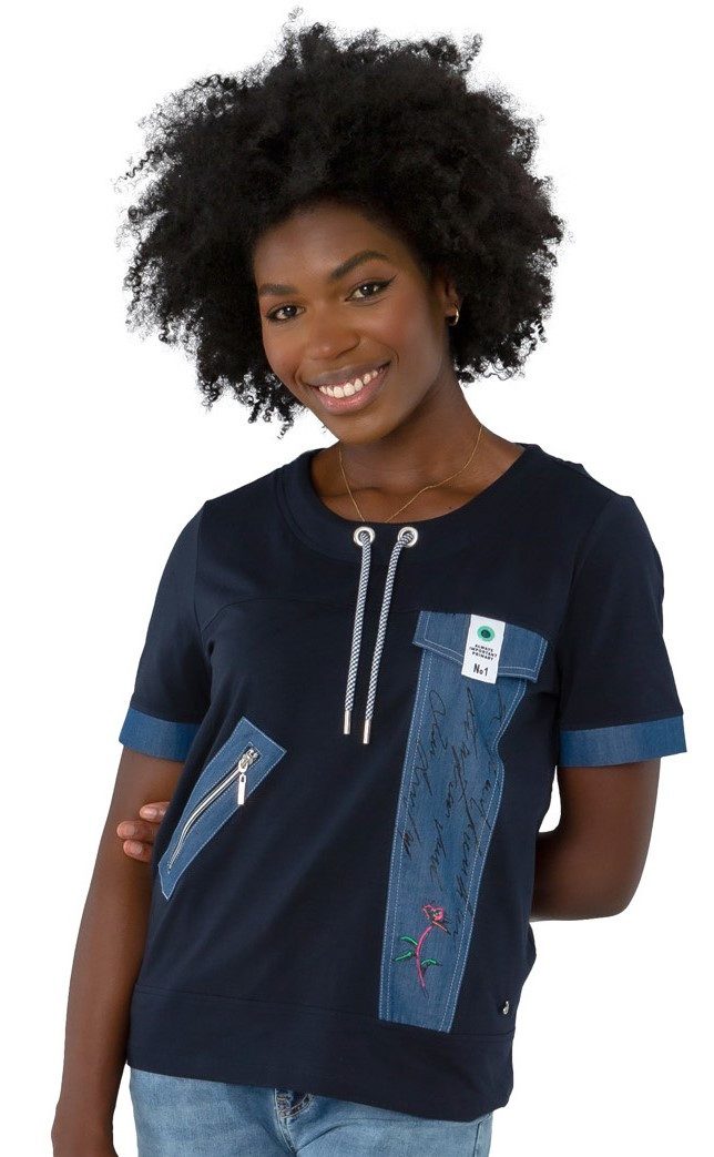 Gio Milano Kurzarmshirt G30-1110, mit Denimpatch günstig online kaufen