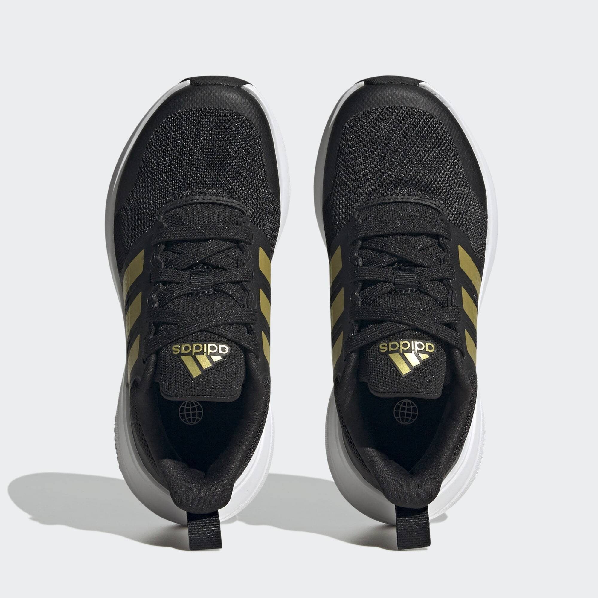 CLOUDFOAM Sportswear / FORTARUN SCHUH 2.0 Cloud LACE Metallic Sneaker Black Gold White / adidas Core