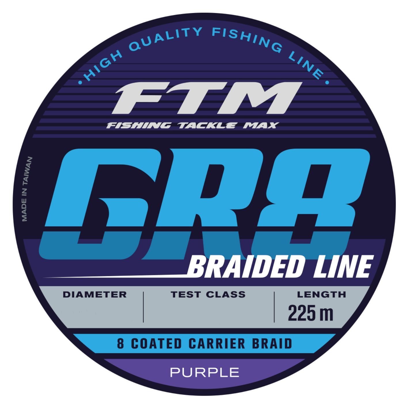 Fishing Tackle Max Angelschnur FTM GR8 Line Purple - 225m geflochtene Angelschnur, 0 m Länge, 0 mm Fadendurchmesser, (225-St)