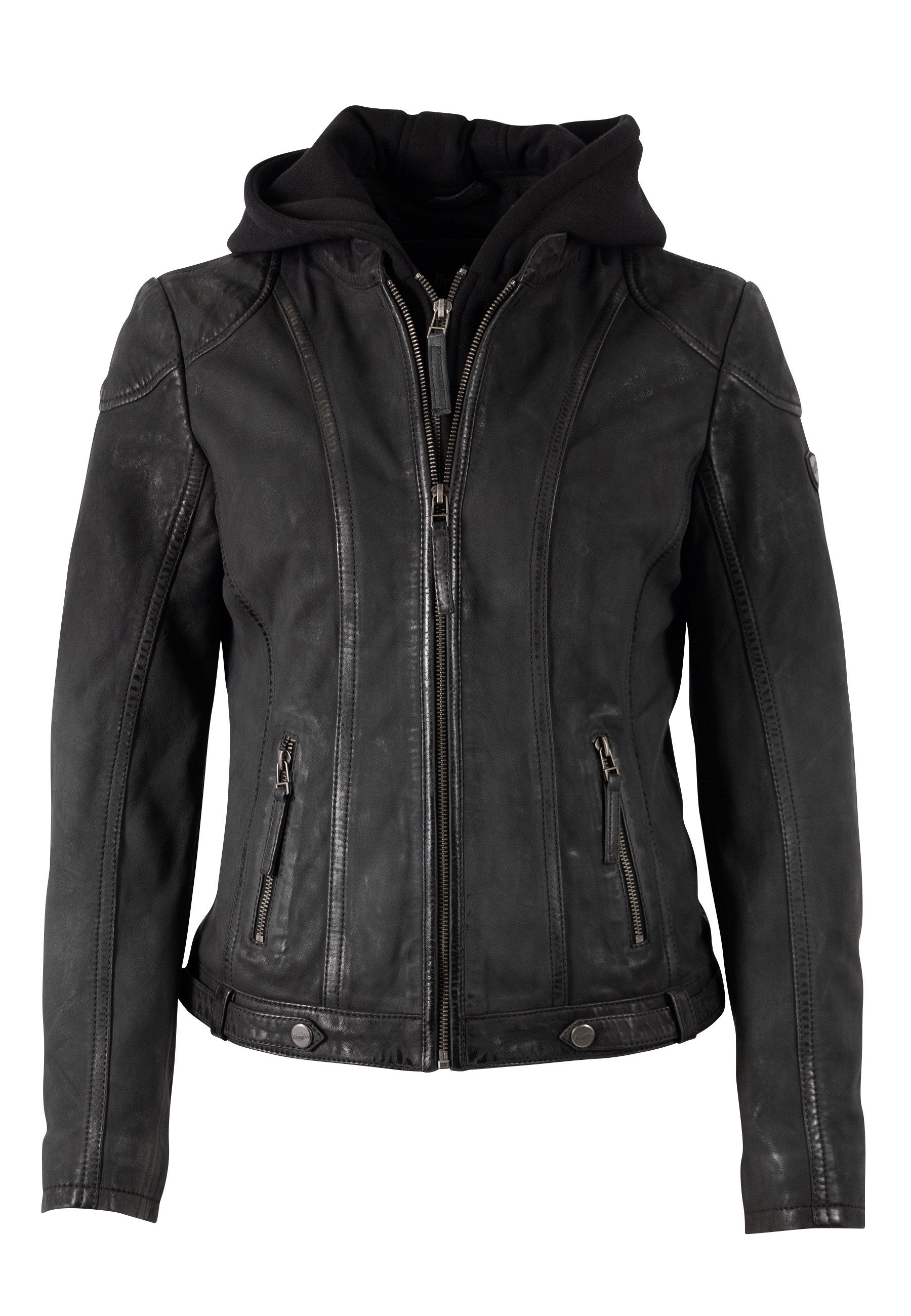 Mauritius Lederjacke MWKesha OT mit abnehmbarer Jerseykapuze