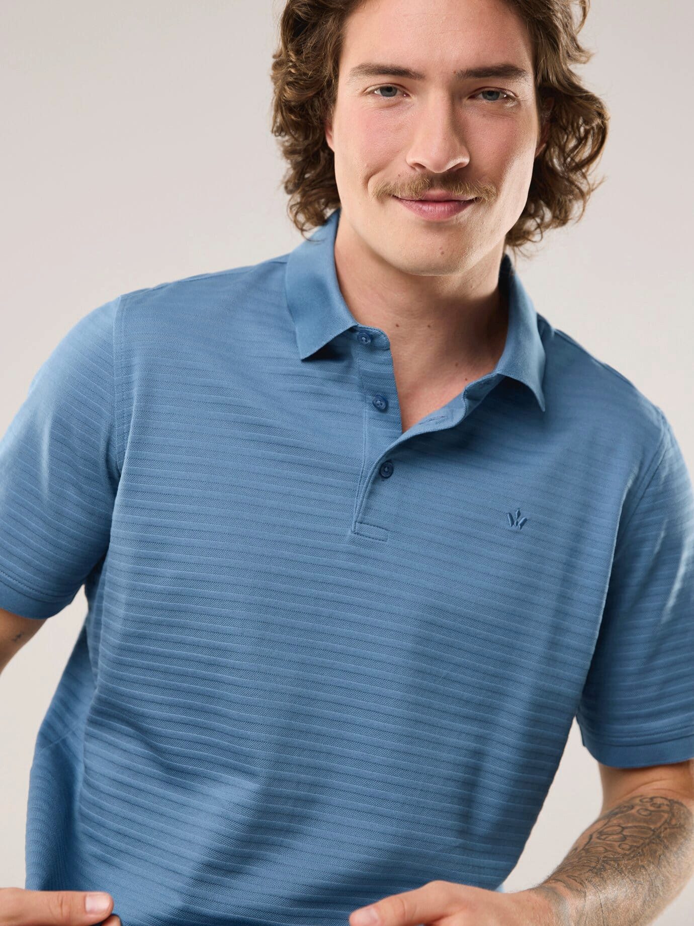 Walbusch Poloshirt Herren Strukturiertes Kurzarm Shirt aus Baumwolle Merzerisierte Baumwolle, Jacquard-Streifen, atmungsaktiv, pflegeleicht