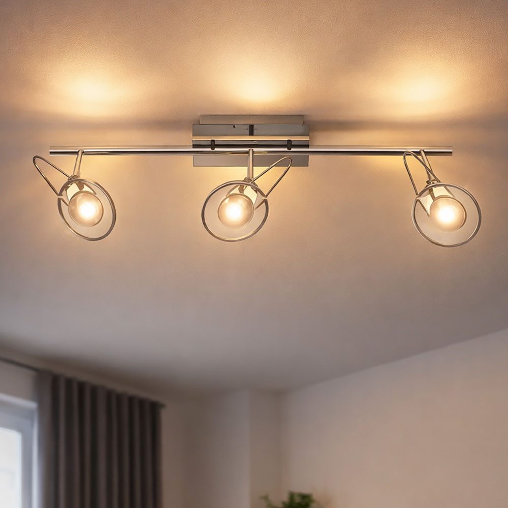 WOFI LED Deckenleuchte, LED-Leuchtmittel fest verbaut, Warmweiß, LED Decken Strahler bewegliche Spots Diele Licht MAUD 3flg WOFI