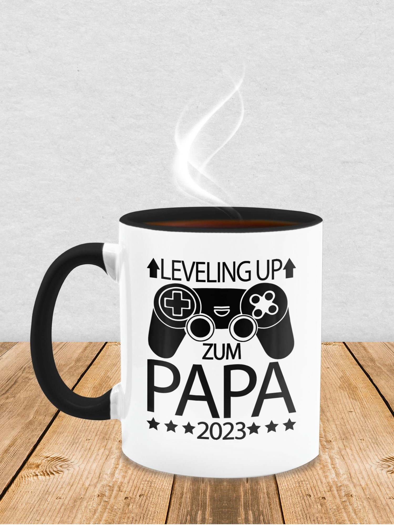Keramik, up Schwarz Tasse Kaffeetasse Papa Geschenk Controller 2023 1 mit Vatertag Shirtracer Leveling schwarz, - zum