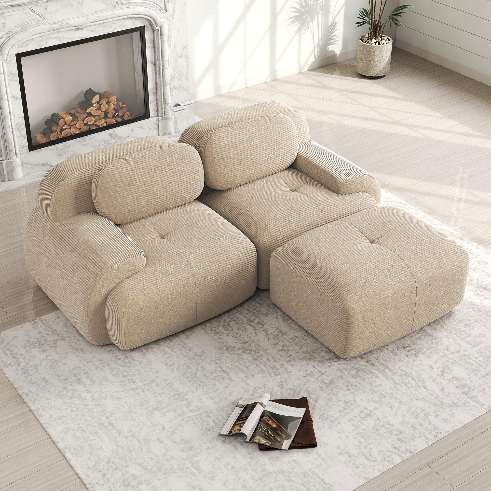 Odikalo 2-Sitzer Ecksofa modular kombinierbar, 82'' günstig online kaufen