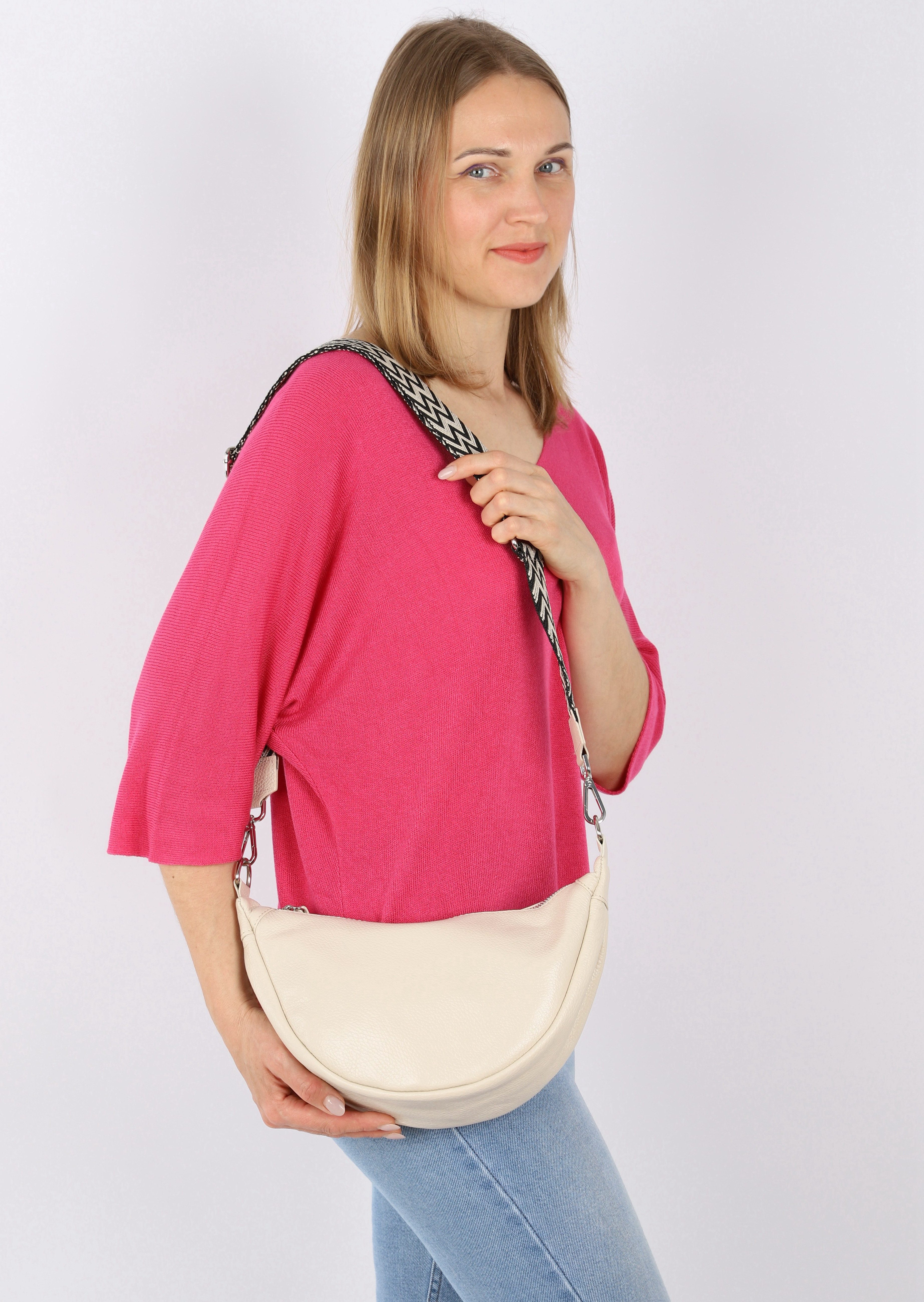 MIRROSI Schultertasche Damen Runde aus Echtleder, günstig online kaufen