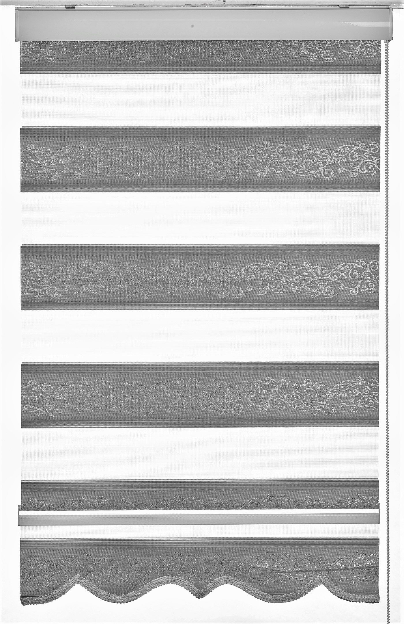 Yasar Deckenmontage bis 3944 Grau Maß Silber 200cm, Gardinen, Länge Doppelrollo nach