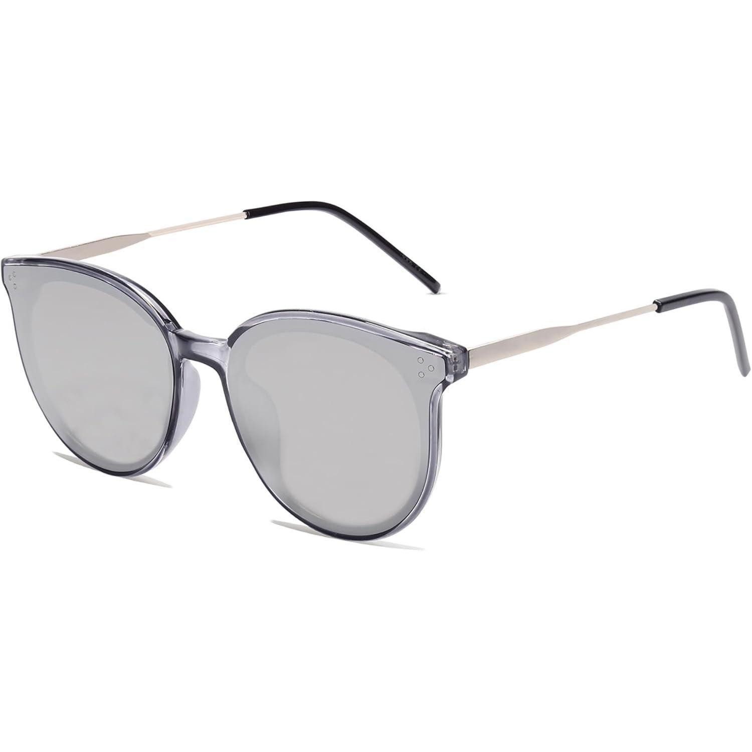 LuxusKollektion Retrosonnenbrille Sonnenbrille Damen Retro Cateye Übergroß Klar Grau Silber Gespiegelt