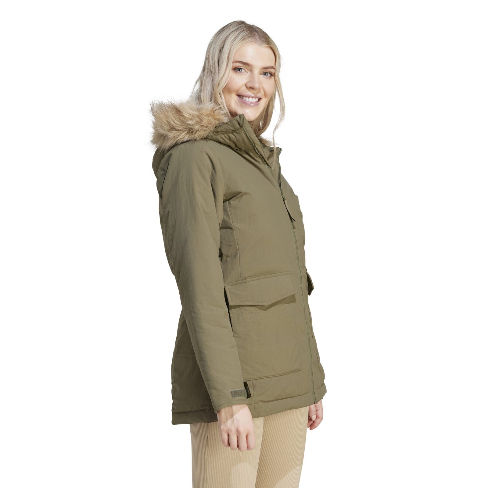 adidas Performance Wintermantel Hooded Fur Parka (wasserabweisend) braun Damen – Bild 5 von 5
