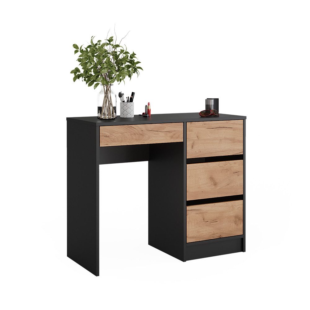 Vicco Schminktisch Sherry, Anthrazit/Goldkraft Eiche, 90 x 75 cm ohne Spiegel