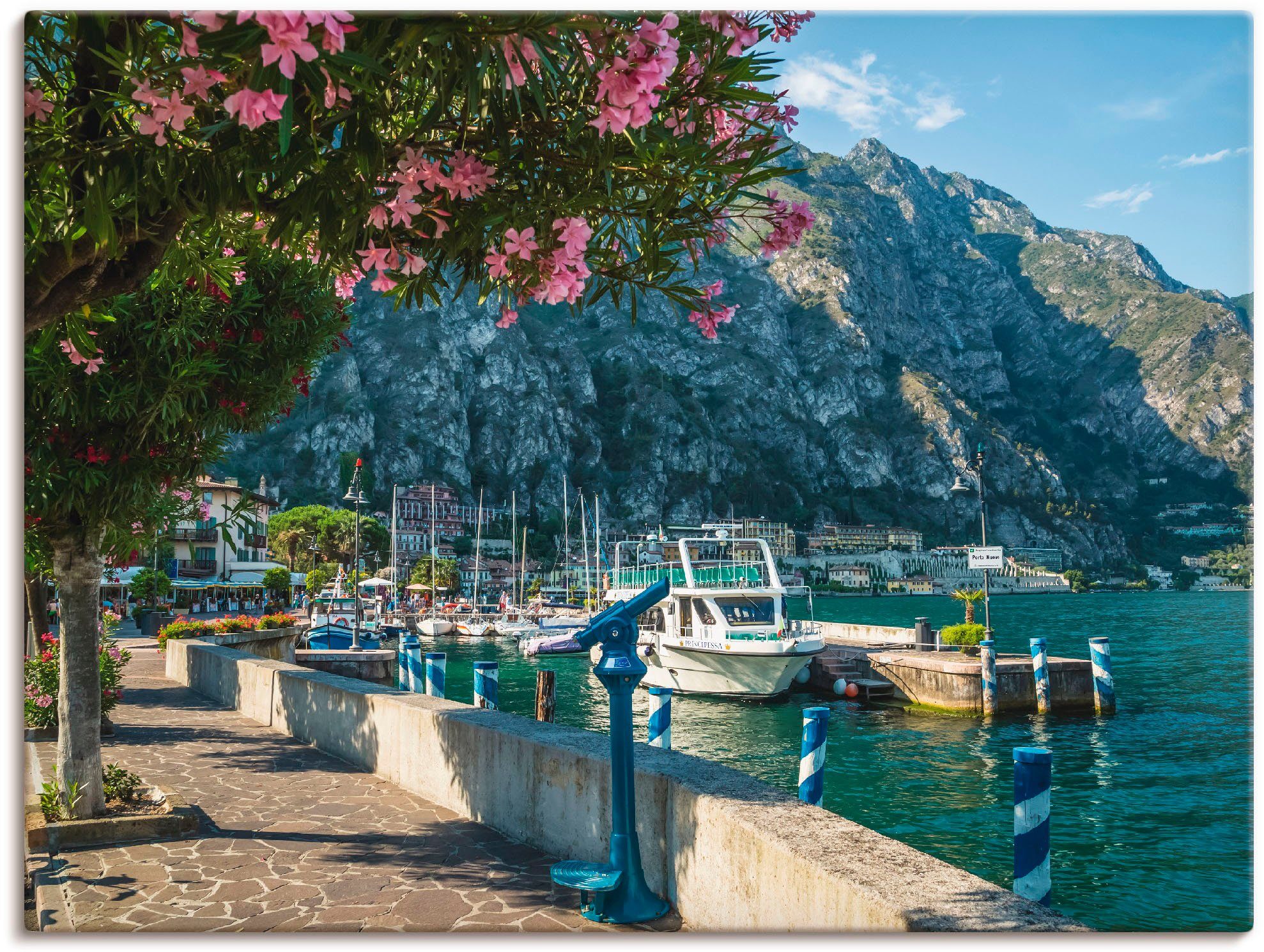 Artland Leinwandbild Gardasee Hafen Limone sul Garda I, Europa (1 St), auf Holzrahmen gespannt