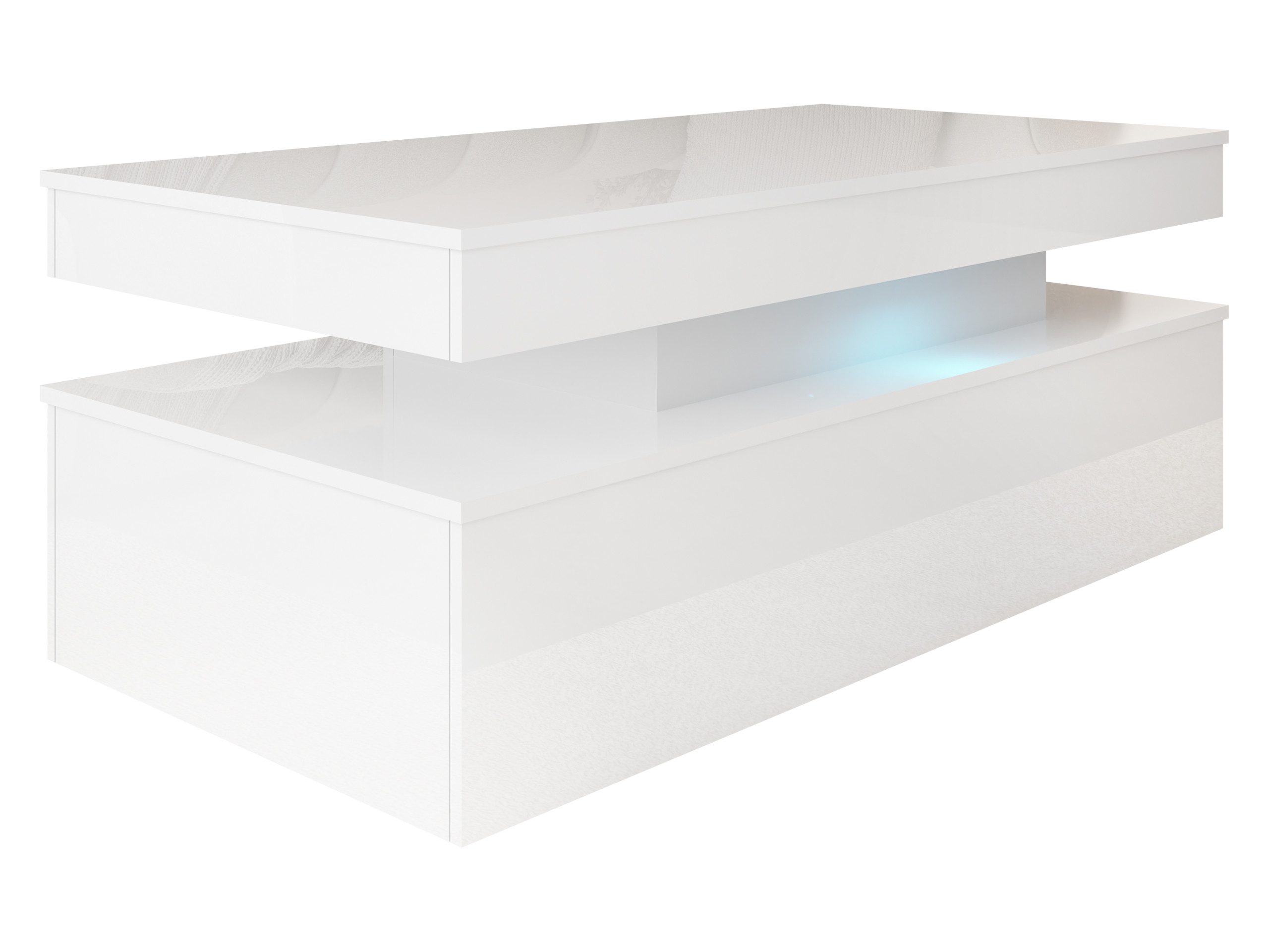 MIRJAN24 Couchtisch 120 Glossa 01 (mit blauer LED-Beleuchtung), Rechteckig, 120x55x50 cm