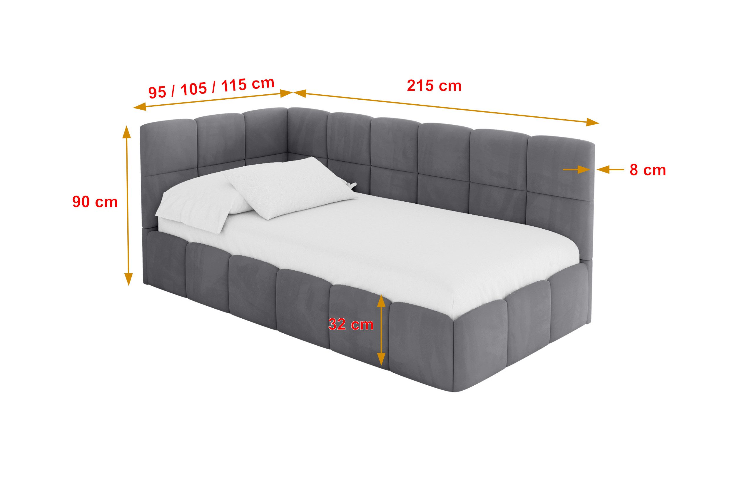 ALTDECOR Jugendbett LIVY (Jugendbett mit Bettkasten und Lattenrost, Polsterbett ohne Matratze), Einzelbett mit Stauraum, Bett mit Kopfteil – Bild 4 von 5