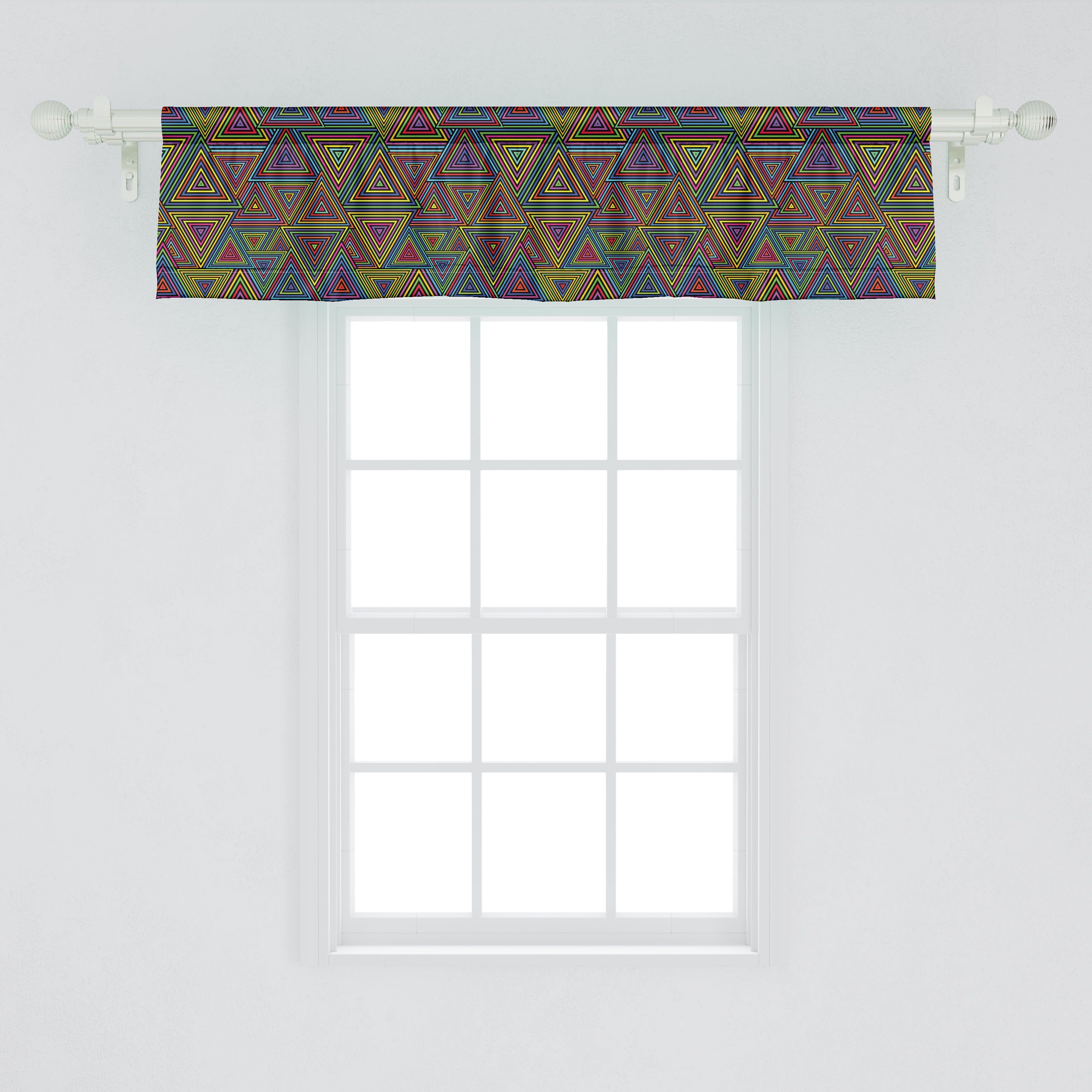 Dekor Volant Design Schlafzimmer Scheibengardine Küche Vorhang Geometrisch Microfaser, Regenbogen-Farben Abakuhaus, Stangentasche, mit für
