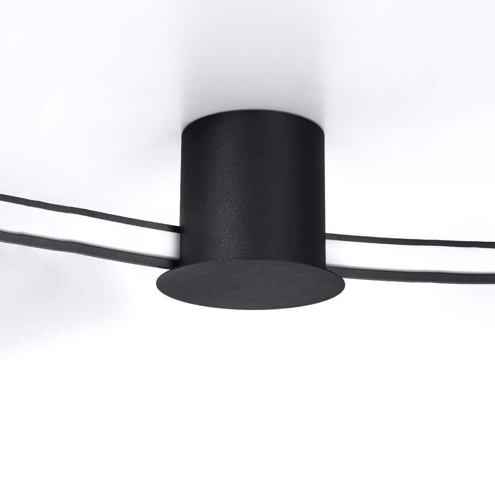 etc-shop LED Deckenleuchte, LED-Leuchtmittel Deckenlampe schwarz Designleuchte Ring fest verbaut, Deckenleuchte Warmweiß