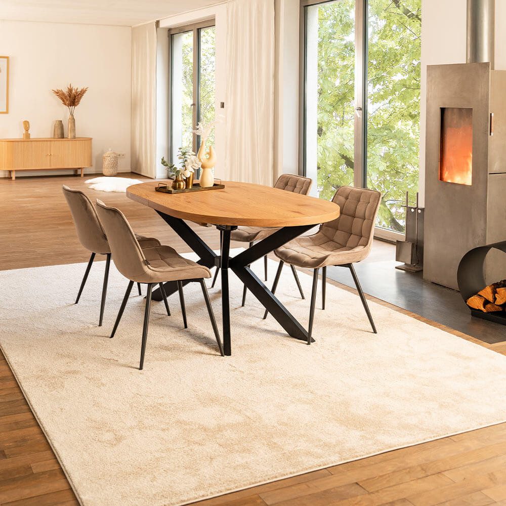 HOME DELUXE Esstisch AVENTI 160-200 x 100 cm, ausziehbar bis 200 cm, Küchentisch mit Metallgestell, Esszimmertisch