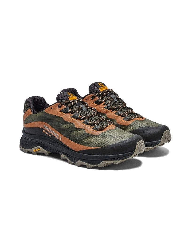 Trail-Laufschuhe Moab Speed GTX (wasserdicht) khakigrün/orange Herren Wanderschuh