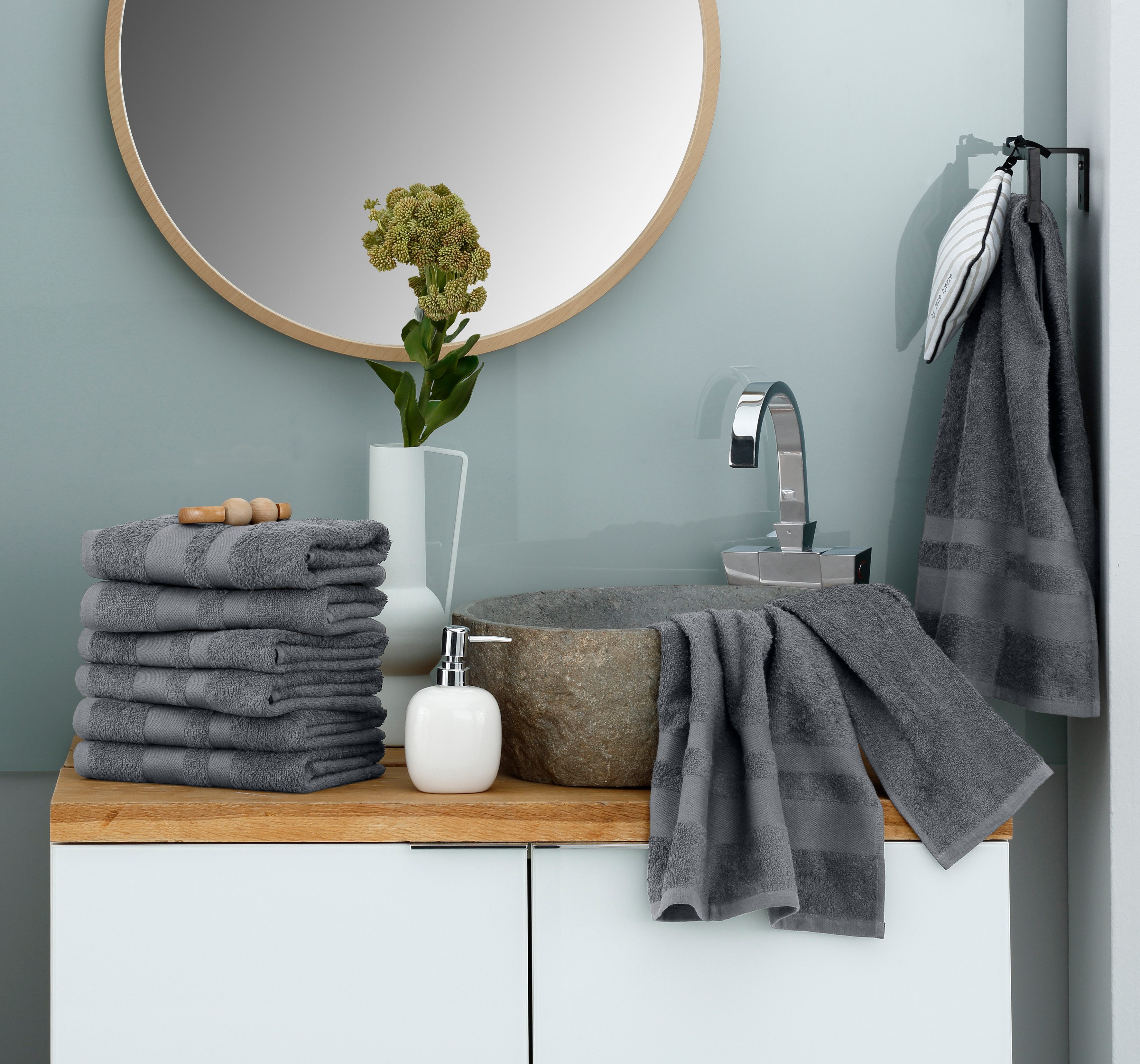 OTTO home Handtücher Vanessa, 8 Handtücher, 50x100cm, in Standard- und Premium-Qualität, Walkfrottee (Set, 8-St), Handtücher mit Bordüre, 100% Baumwolle, einfarbig, weich