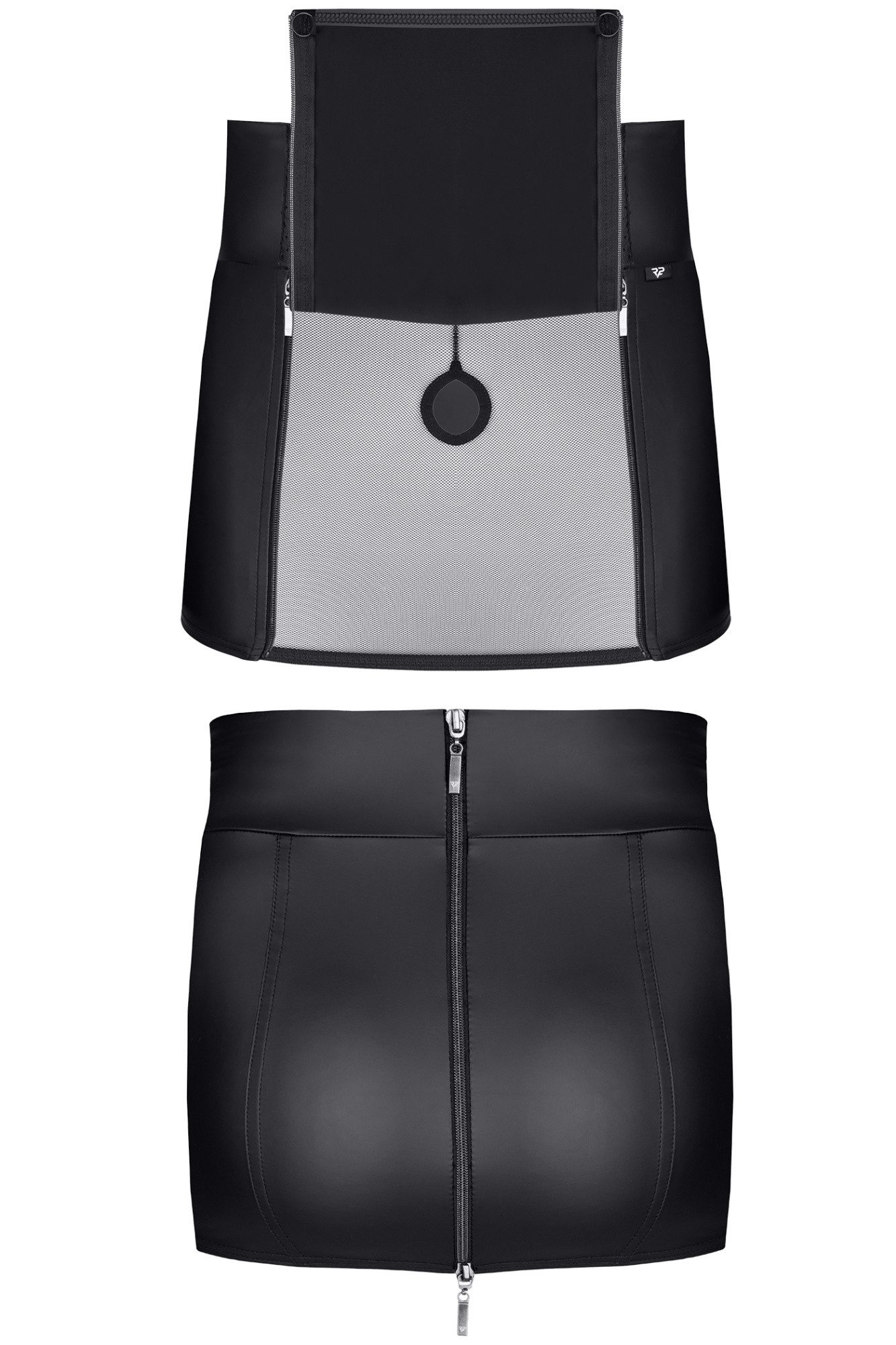 Regnes Fetish Planet Faltenrock Kurzer wetlook Herren Rock schwarz Crossdresser Skirt mit Reißverschlü