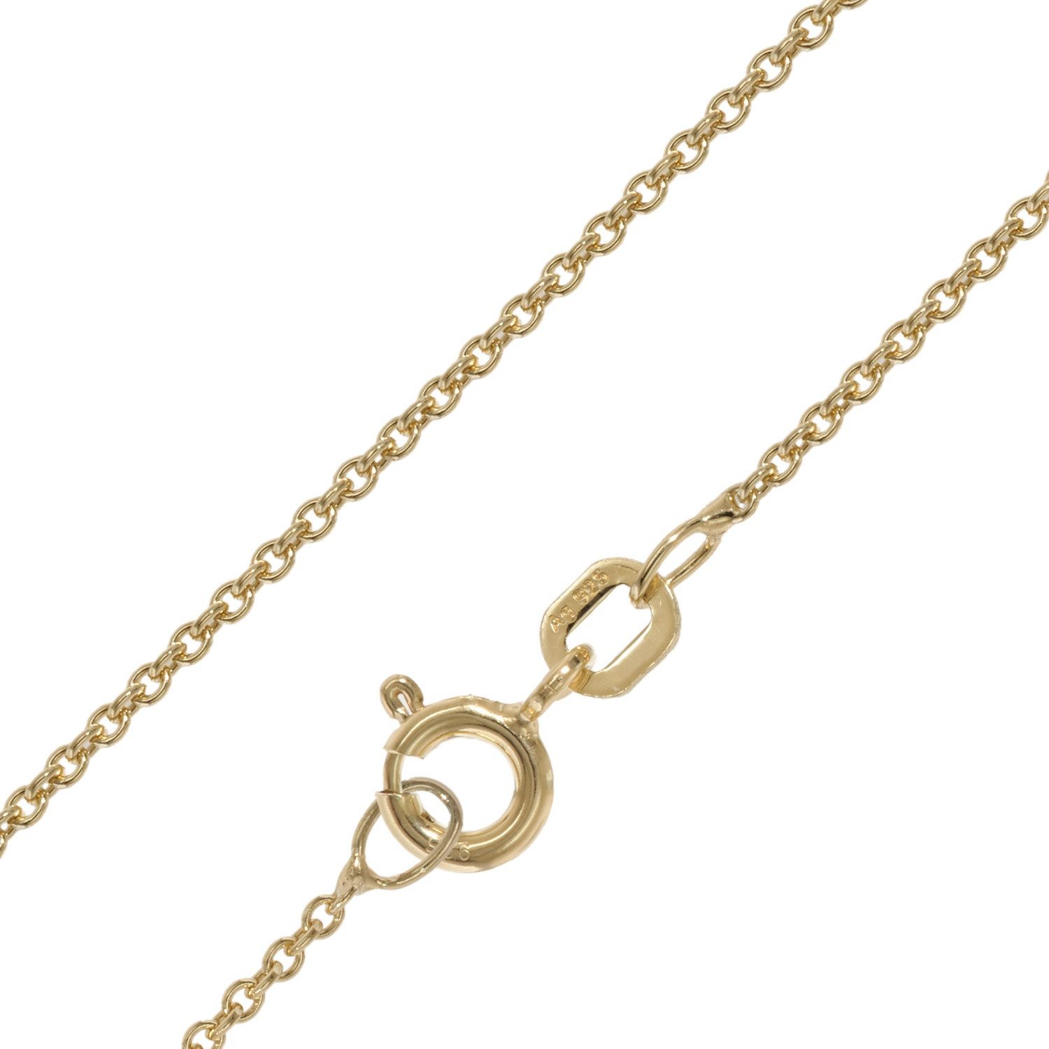 Kette ohne Anhänger Kette für Anhänger 925 Silber Vergoldet Ankerkette 1,3 mm