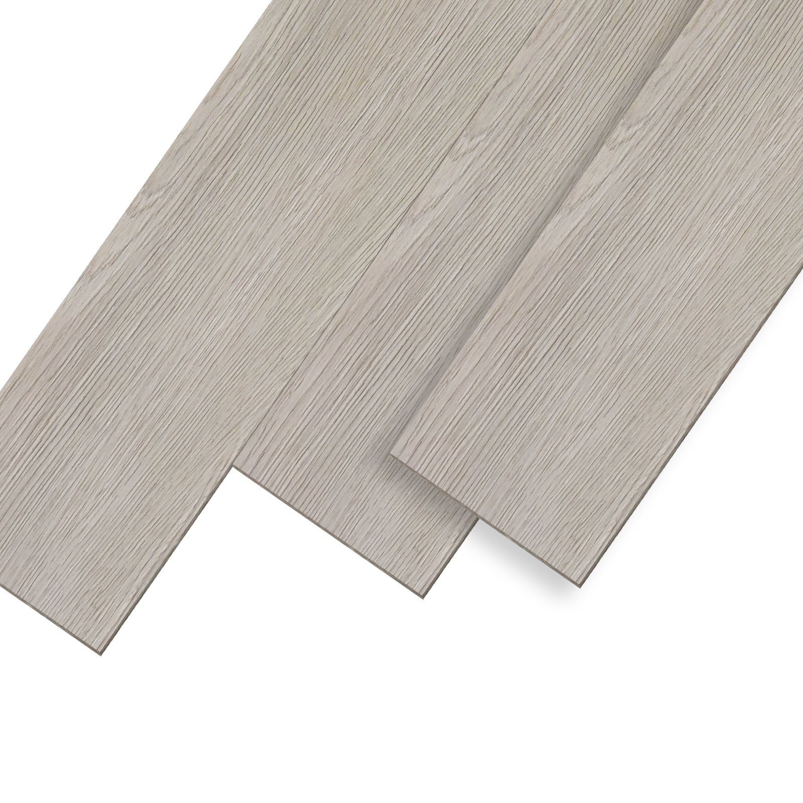 UISEBRT Vinylboden PVC Bodenbelag Selbstklebend Holz-Optik Dekor-Dielen Beigegrau