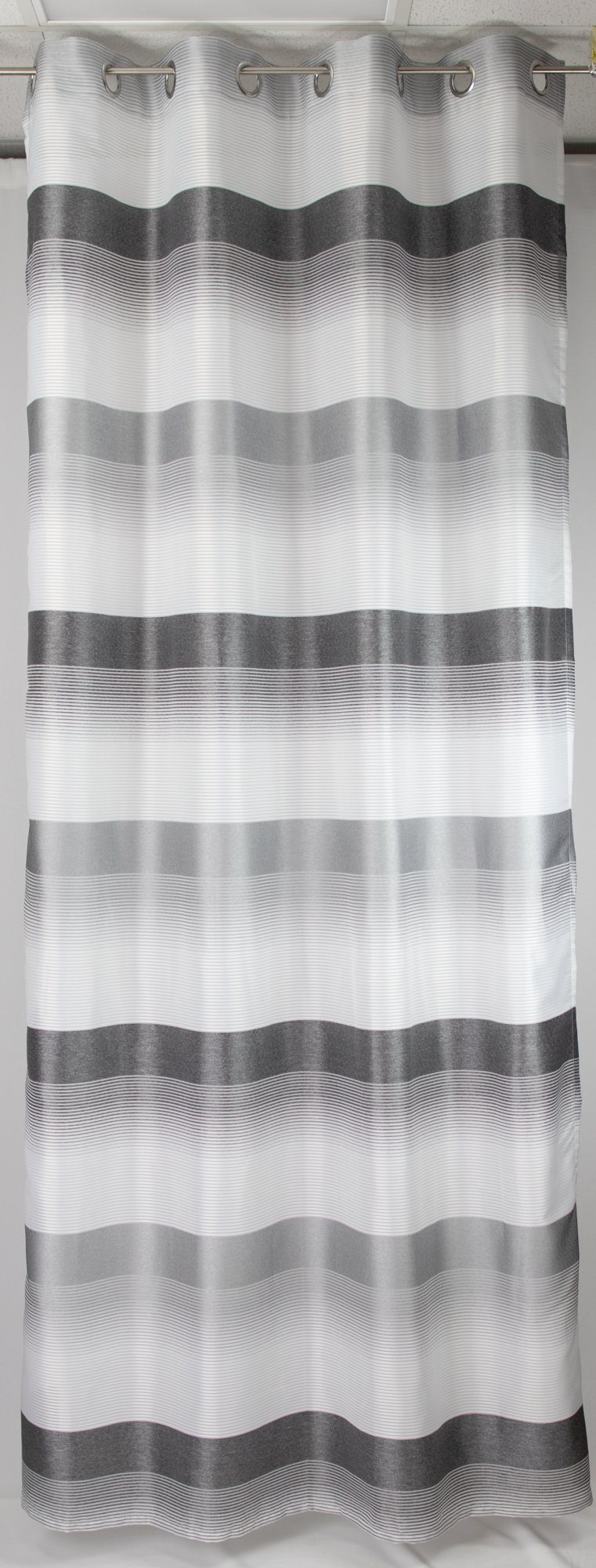 EXPERIENCE Vorhang Ösenschal Seitenschal Vorhang 2421 140x245 cm Gestreift Weiß Grün Blau Grau Rot (1 St), Ösen, halbtransparent, Webstreifen, mit 8 Ösen – Bild 3 von 5