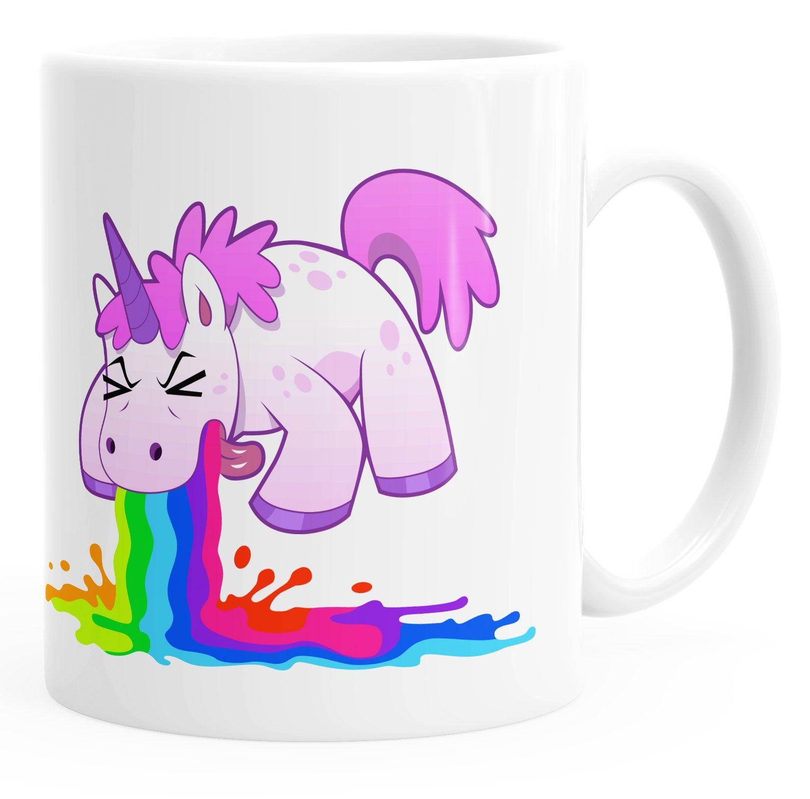 MoonWorks Tasse Kaffee-Tasse kotzendens Einhorn Brechend einfarbig, Keramik