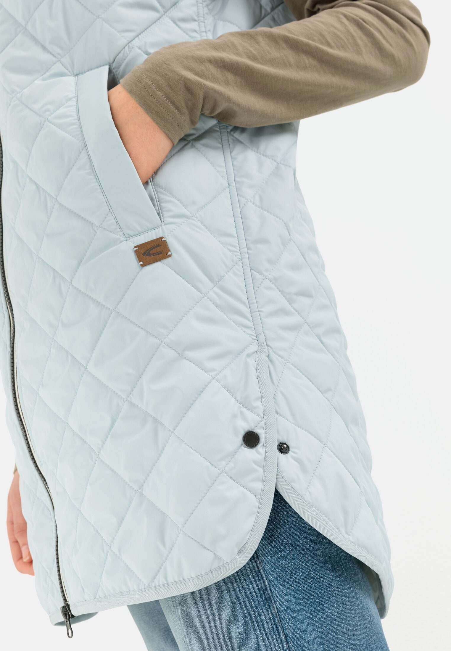 camel active Longweste aus recyceltem Polyester ärmellos Kapuze Reflektierende Details