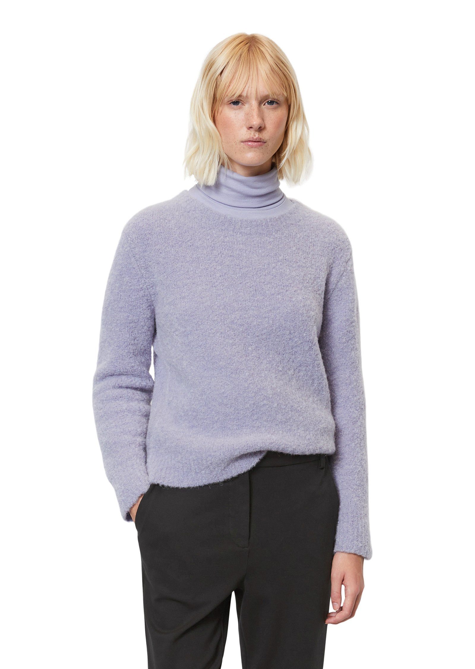 O'Polo aus Schurwolle-Alpakawolle-Mix Marc Strickpullover lila