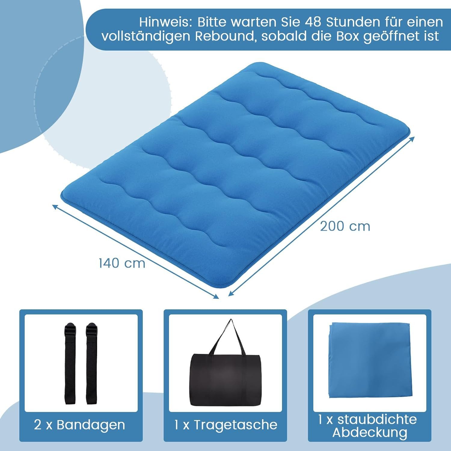 Futonmatratze Bodenmatratze, KOMFOTTEU, mit waschbarem Bezug,Tragetasche