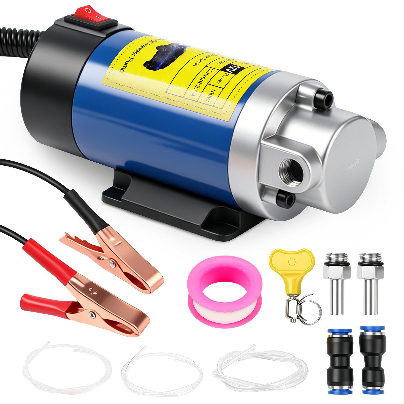 VIVIHEYDAY Ölabsaugpumpe 12v 100W ÖLabsaugpumpe, Elektrische MotoröL-Absaugpumpe, (ÖLföRderung Mit 3 Rohren, für, Autos, Wohnwagen, Boote, Landwirtschaft, Maschinen)