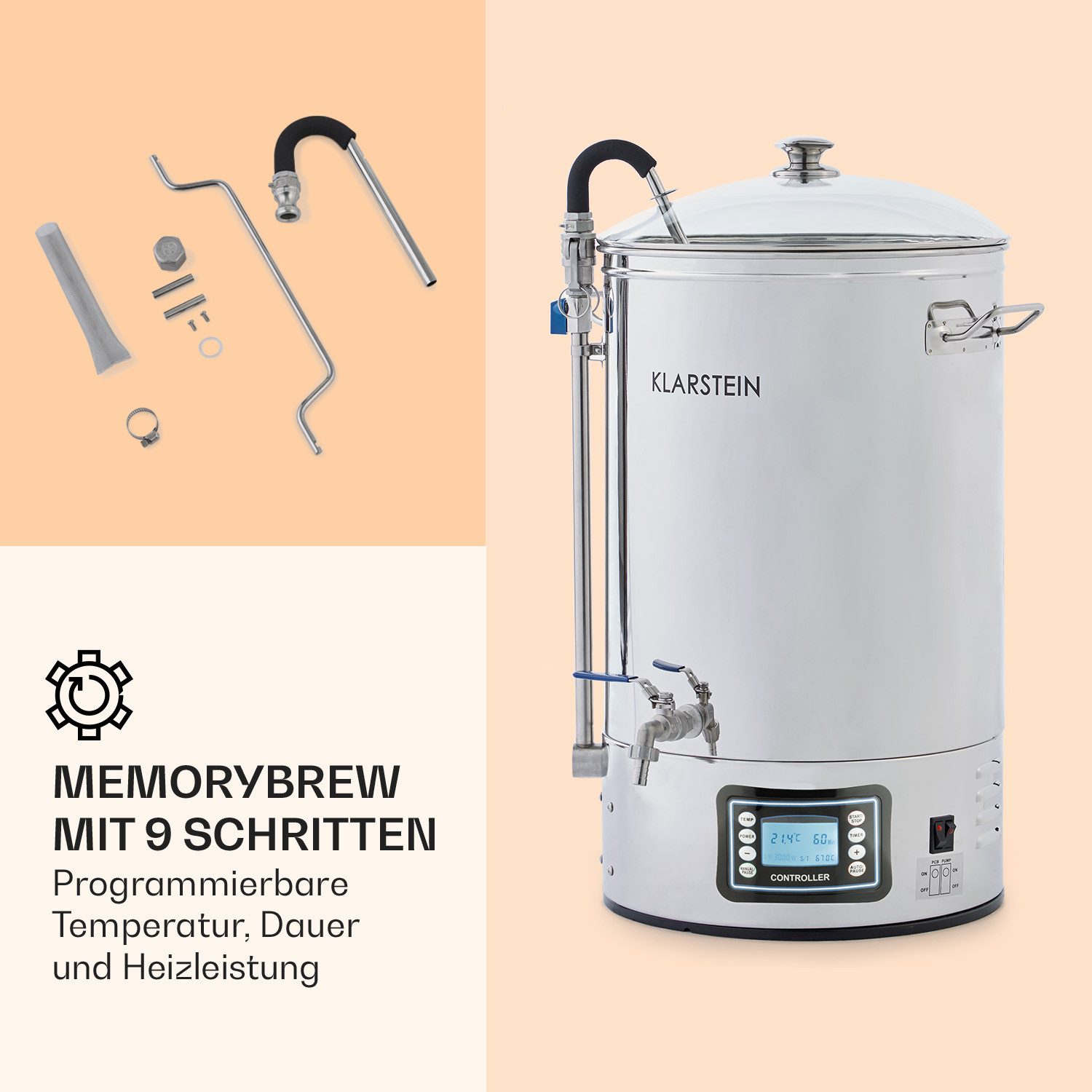 Klarstein Bierzapfanlage Mundschenk, Anlage zum Bier Brauen Braukessel Bierbrau Set