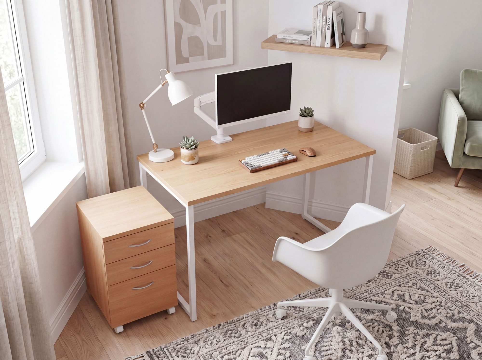 FINEBUY Rollcontainer Rollwagen Rollschrank Büro Container Schubladen Schrank FB37553, (Bürounterschrank mit Schubladen, Rollschrank), Bürocontainer 40x60x45 cm Buche mit Rollen