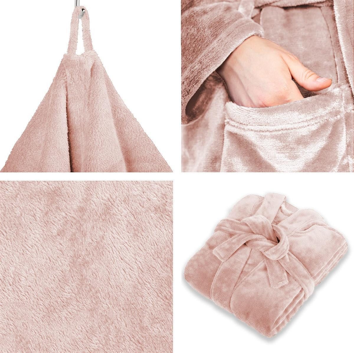 Gräfenstayn Unisex-Bademantel Damen Herren Kuschelfleece Bademantel Größe S-XXXL, warm & kuschelig, Waden bis Knöchellang, Fronttaschen, Gürtel, S-XXXL