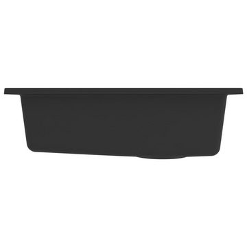 vidaXL Granitspüle Küchenspüle mit Überlauf Schwarz Granit, 46/22 cm