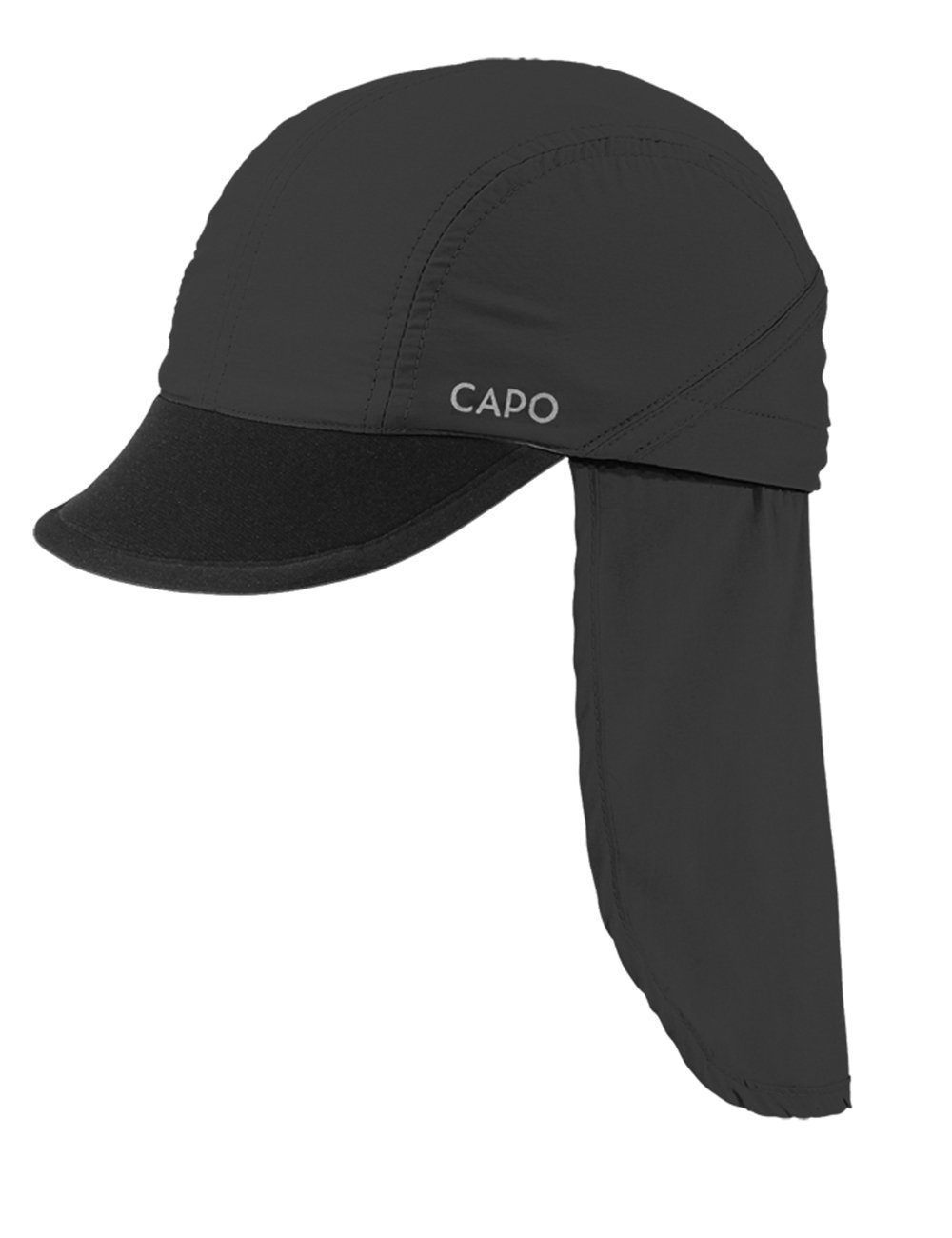 CAPO Schirmmütze CAPO-LIGHT VELCRO NECK PROTECTION CAP Made in Europe black