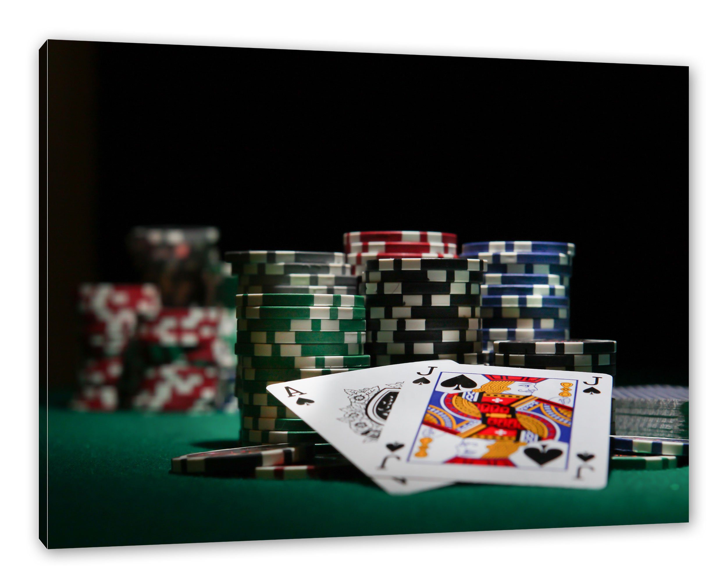 Pixxprint Leinwandbild Zackenaufhänger Vegas, inkl. Leinwandbild fertig Las St), bespannt, Pokertisch Pokertisch Vegas (1 Las