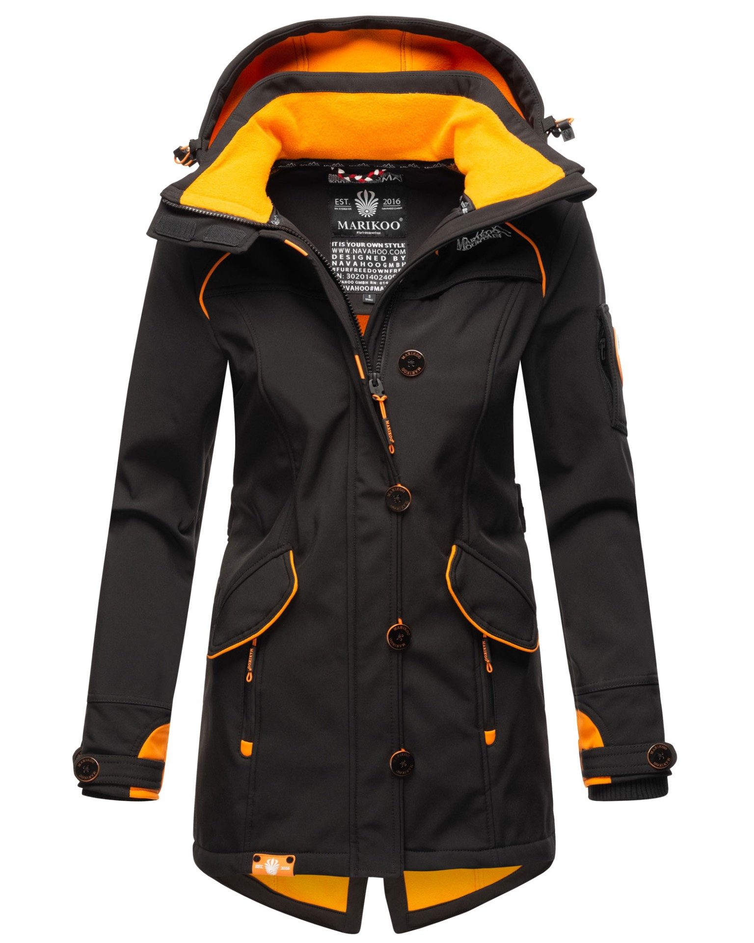 Marikoo Softshelljacke mit Kapuze – Outdoorjacke wind- und wasserabweisend Softshelljacke mit Fleecefutter und abnehmbarer Kapuze