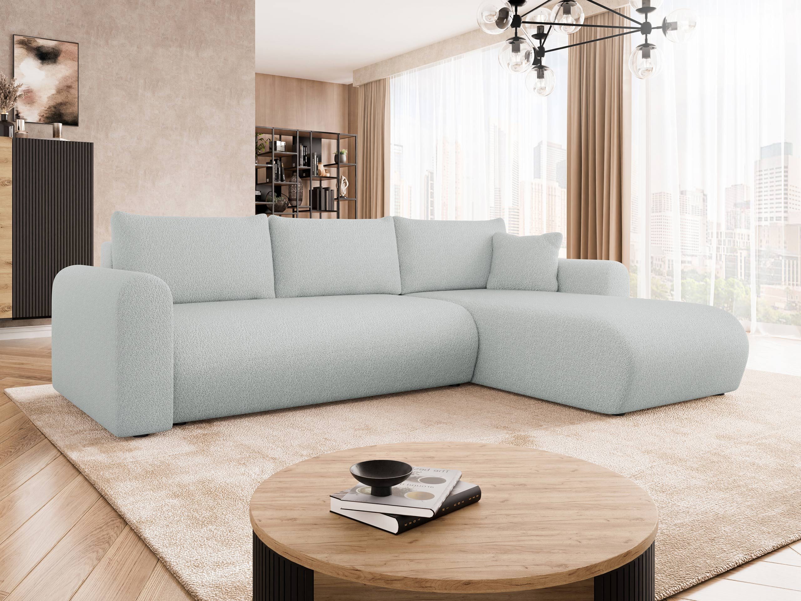 MIRJAN24 Ecksofa Eliwo, mit Schlaffunktion und Bettkasten, 252x158x80 cm, Rückenlehne in Form beweglicher Kissen