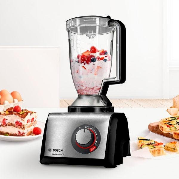 BOSCH Kompakt-Küchenmaschine MultiTalent 8 MC812M865, 1250 W, 3,9 l Schüssel, Mixer 1,5 L, Universalmesser, Wendescheibe, Würfelschneider, schwarz – Bild 3 von 5