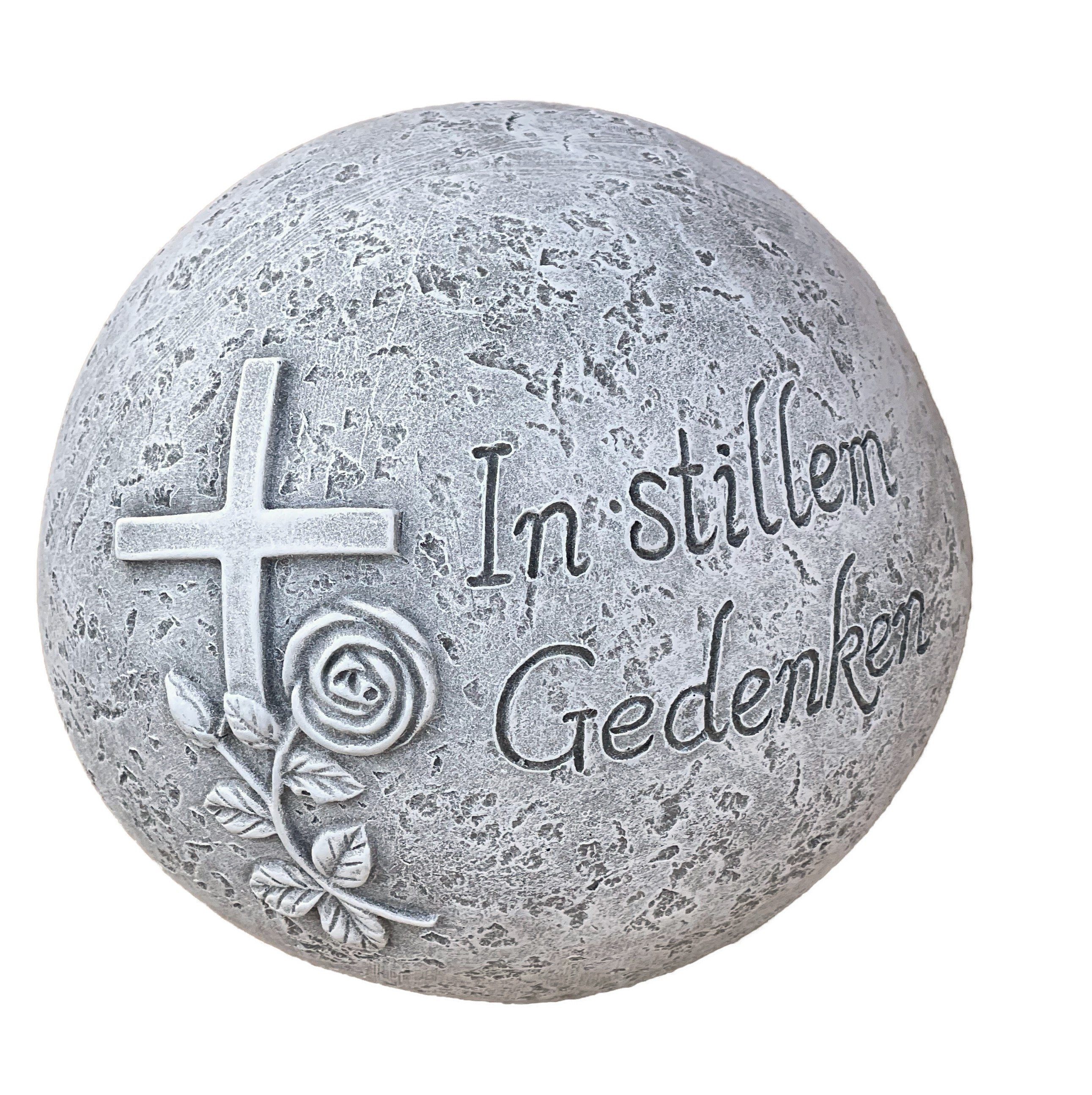 Stone and Style Gartenfigur Frostfeste Grabkugel "In stillem Gedenken" massiv