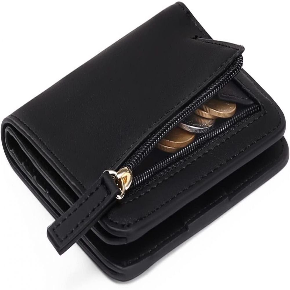 Geldbeutel klein Frauen RFID-Schutz, mit Geldbörse Damen Kurzer schwarz Mini Geldbeutel GelldG